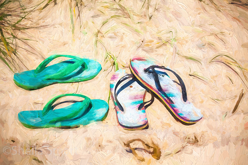 Thongs on beach impasto web.jpg