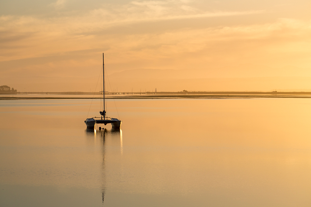 Yacht at Nelson at sunset