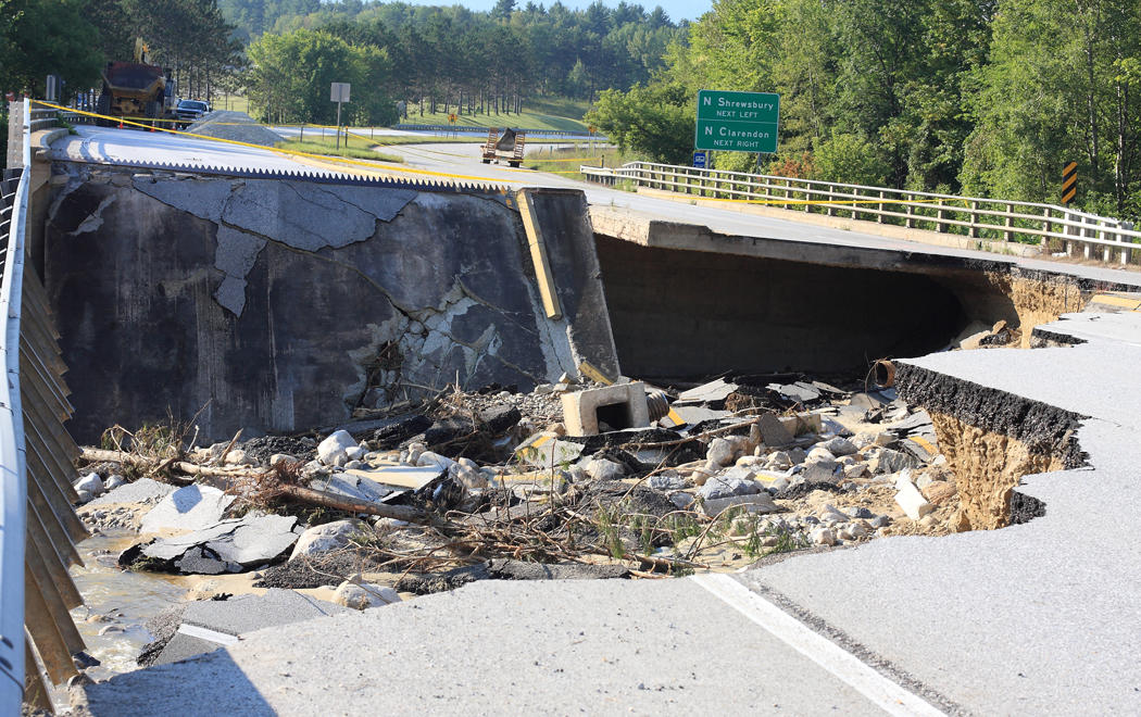 Washed out bridge on route 7 Rutland, Vt.