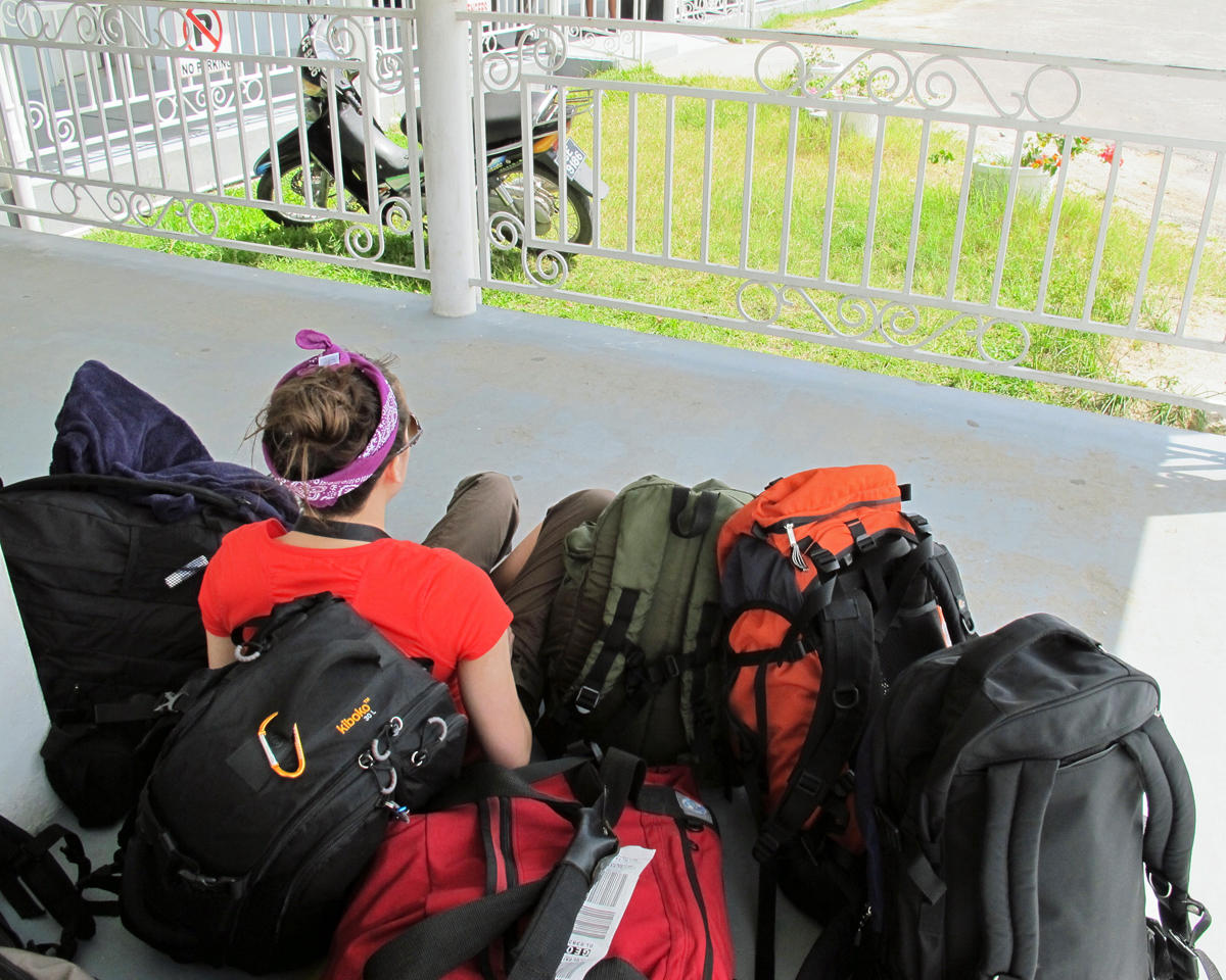 Morgan keeping an eye on luggage