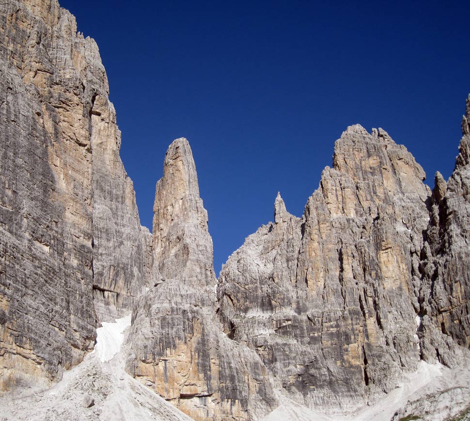 Basso from the east walking out on the Orsi trail/via ferrata