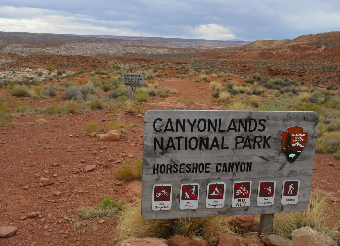 We hike down into Horseshoe canyon in Canyonlands National Park
