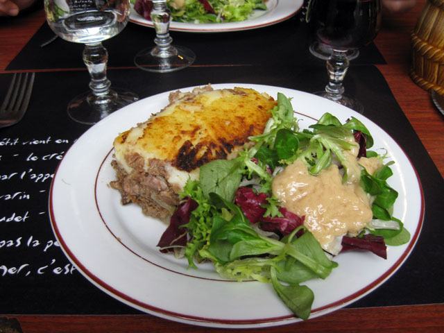 Duck parmentier at a restaurant at