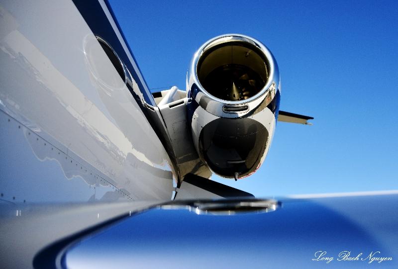 CJ3 and engine,Clay Lacy Aviation, Boeing Field