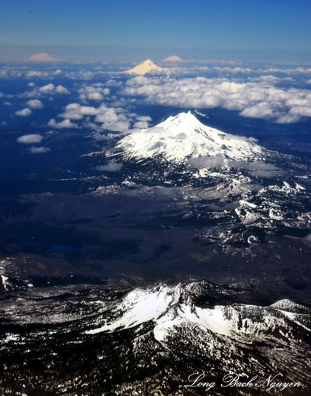 Three Fingered Jack, Mt Washington, Mt Hood, Mt Adams, Mt Rainier, Cascade Mountains Range 