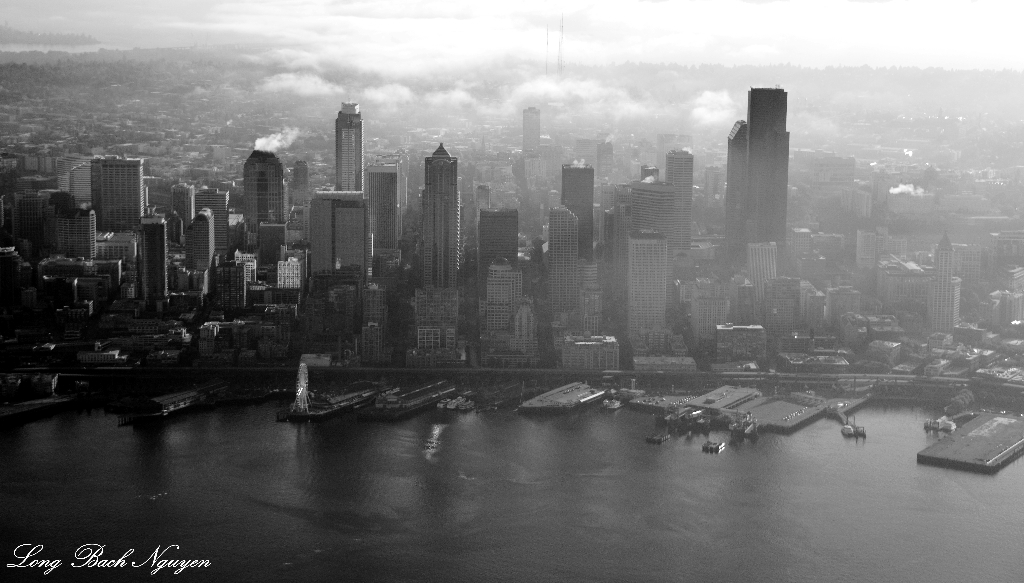 Morning over Seattle, Elliott Bay, Washington 