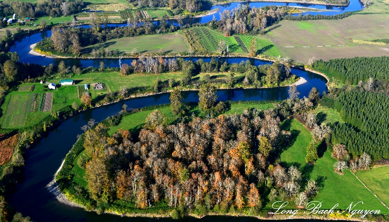 Meandering Snoqualmie River, Pleasant Hill, Washington  