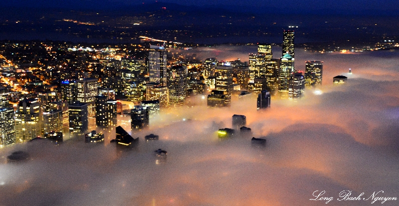 Downtown Seattle Approaching Fog Washington  