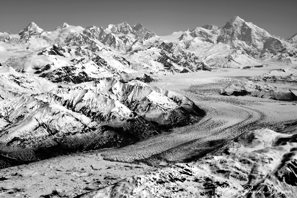 Mount Fairweather, Mt Root, Mt Lodge, Grand Plateau Glacier, Glacier Bay National Park, Alaska  