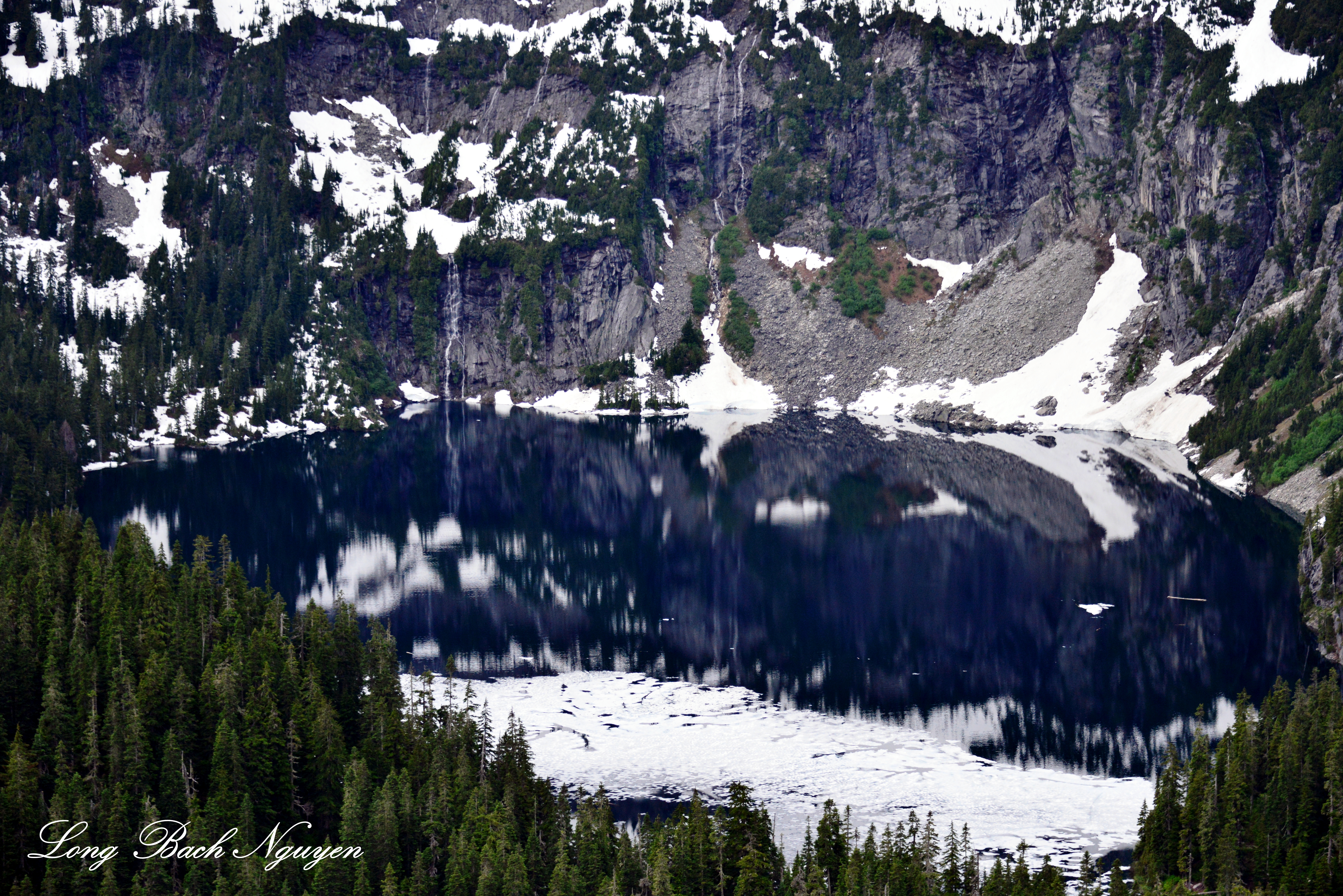 Copper Lake and Waterfalls, Malachite Peak, Cascade Mountains, Washington 