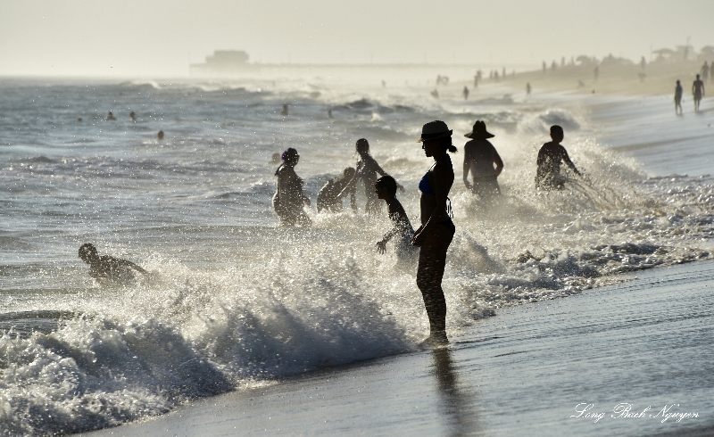 Oncoming waves Balboa Beach California 