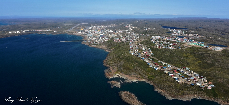 Iqaluit and Iqaluit Airport Frobischer Bay Nunavut Baffin Island Canada  