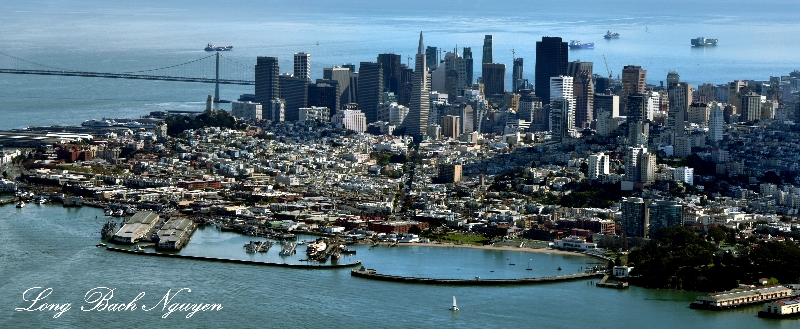 San Francisco, Fisherman Wharft, Trans America Building, Bay Bridge, California  