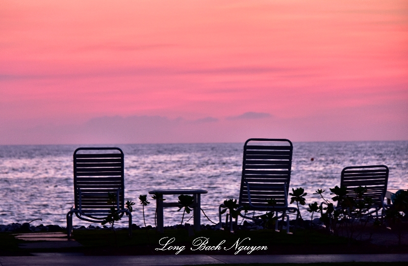Lawn Chairs for Sunset, Big Island, Hawaii  