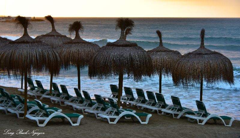 Beach Umbrellas and Chairs, Marbella, Spain  