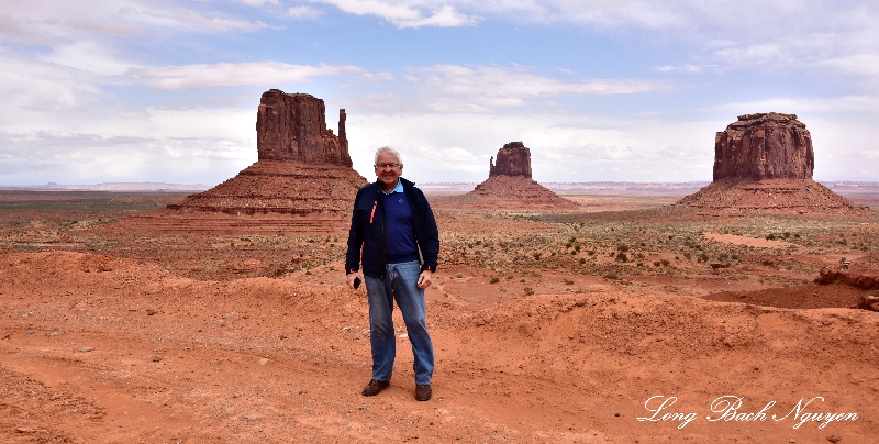 Charlie in front The Mitten Butte and Merrick Butte Monument Valley 647  