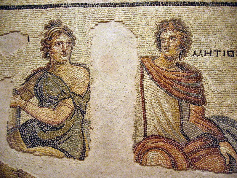 Stolen but found Parthenope and Metiochus ( Metiokhos )