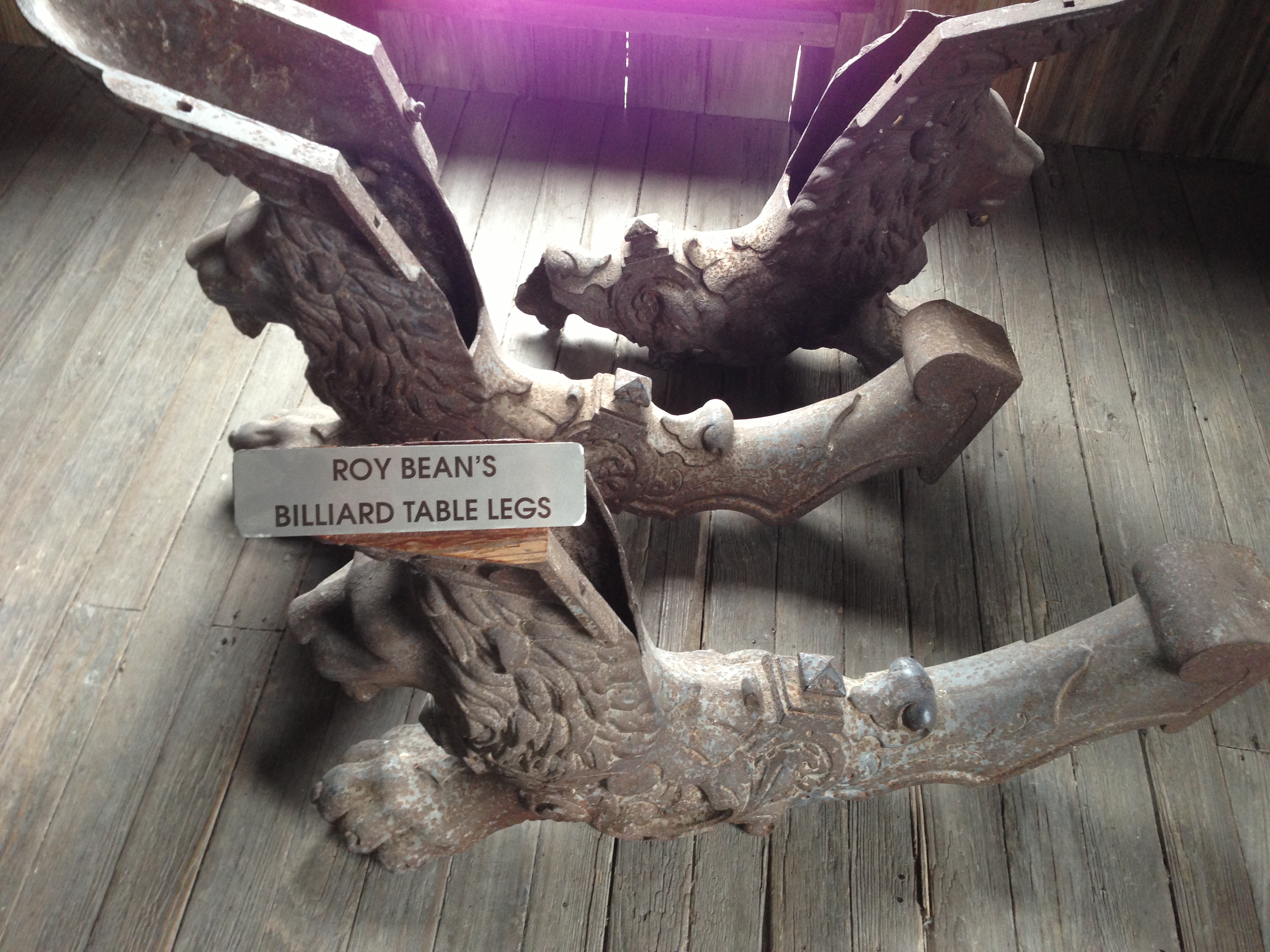 Pool table legs that belonged to Judge Roy Bean