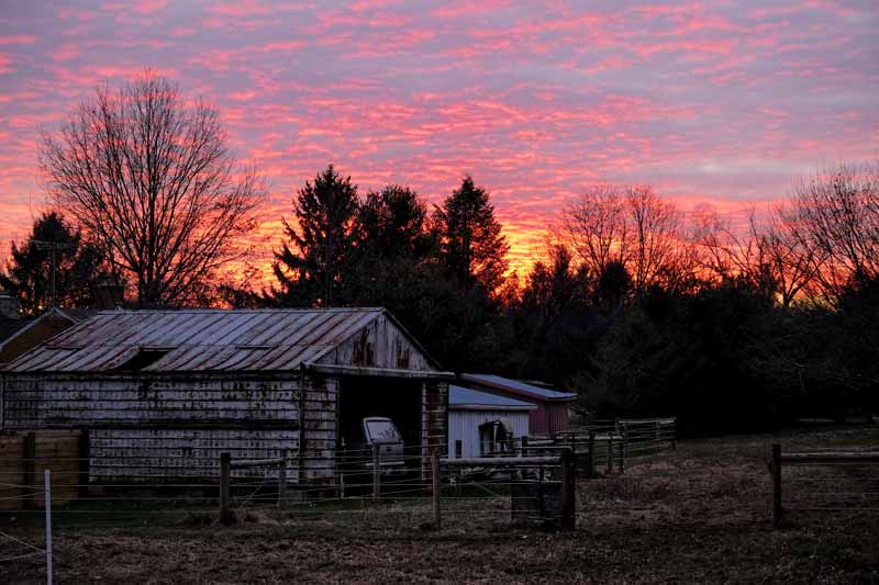 January Sunset on the Farm