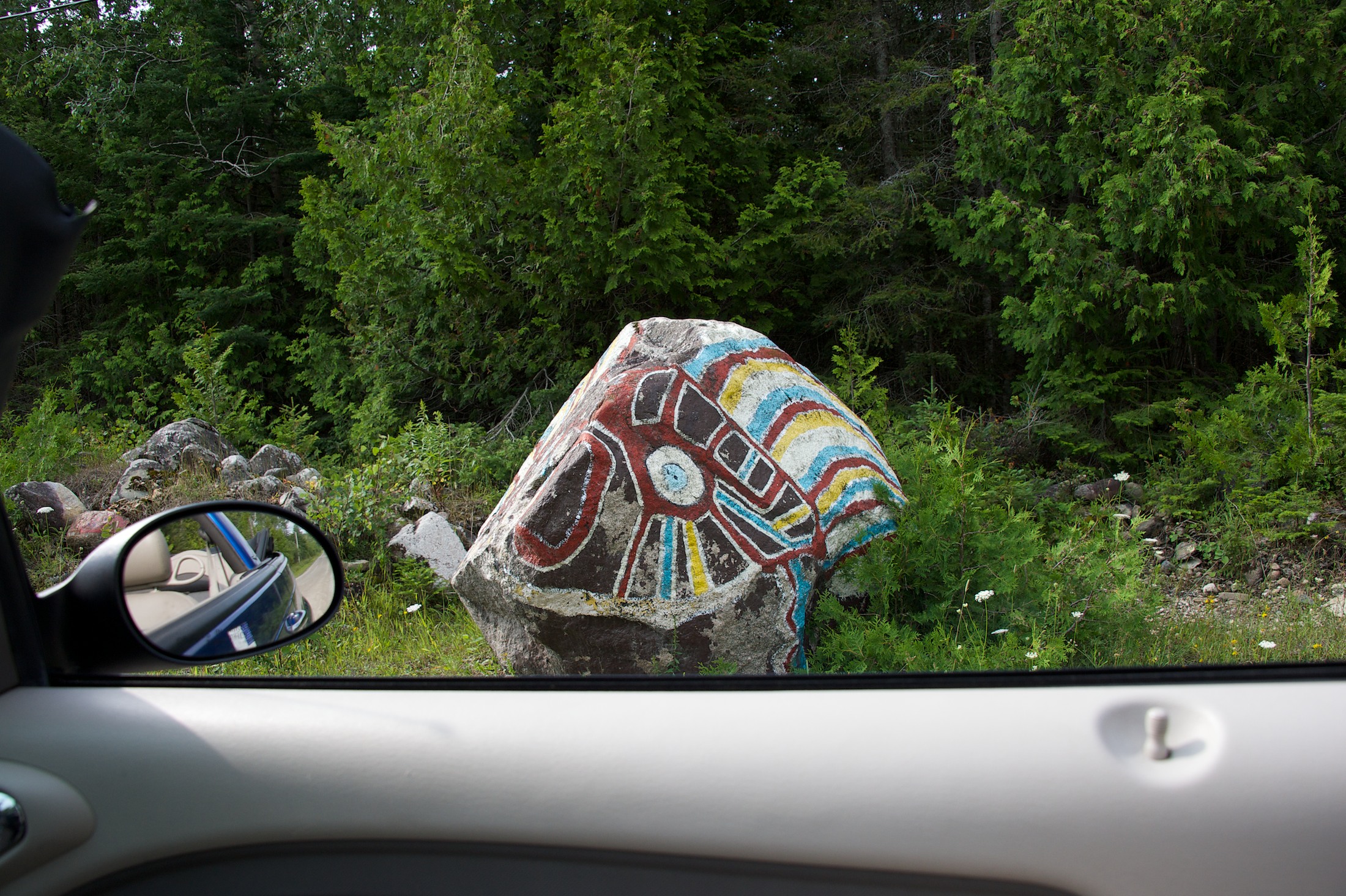 Painted boulder on Manitoulin
