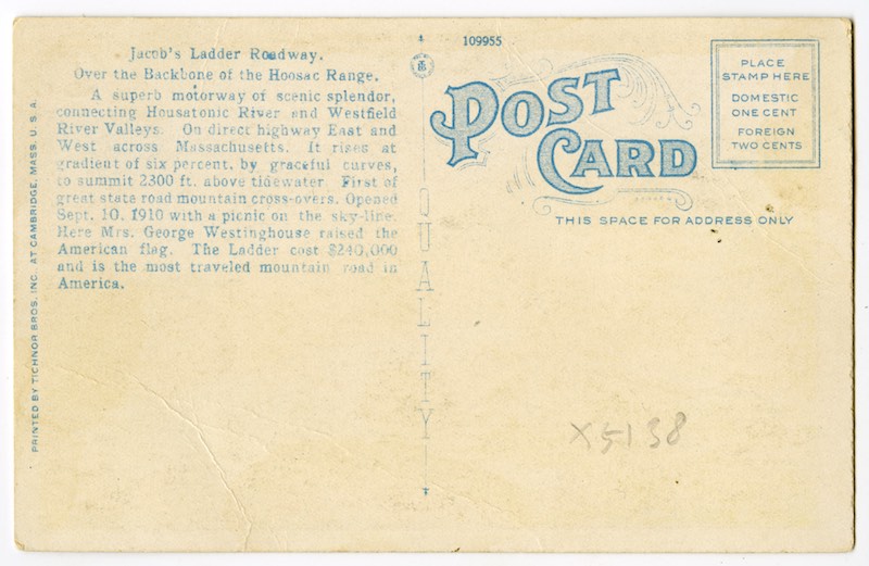 Big Arch Bridge, Jacob's Ladder Roadway, East Lee, Mass. reverse
