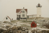 399DSC00804.jpg Man rescuing his Dog Nubble  Lighthouse Snow Storm Cape Neddick Maine