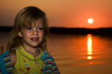 Caitlin at the Cabin at sunset