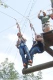 Amanda and Rebecca trying out the zip line!