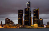 Detroit skyline by night