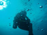 Diver and bubbles
