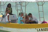 The gang eating ceviche .. fresh fish in lime juice with onions tomatoes .. not cooked!!!