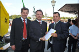 Minister Berlakovich mit Bundesrat Preineder und Lanzenkirchen-Teamchef Bernhard Karnthaler