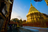 The Doi Suthep Temple at sunset