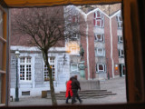 Chicken Market viewed throught the door window of Couven Museum