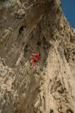Looking way too relaxed on a Garraf 7b+