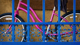 Pink Bike Blue Gate