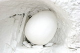 Dali egg in patio wall