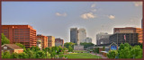 Independence Hall dwarfed by tall buildings