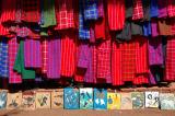 colorful fabrics in street market