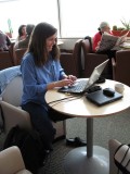 Working in the Business Class lounge at SFO