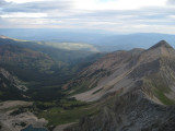 K2-Capitol Ridgeline to Mt Daly (right), Capitol Creek Drainage (left center)