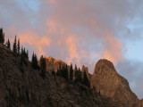 Early Morning Light on Neighboring Peaks Near Basecamp, Strong Winds Through the Night