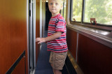 Making his way to the dining car