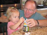 Kristina helps get candles ready