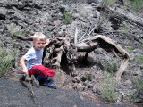 Simon with lava-twisted tree