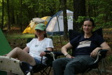 Catherine and Alli resting in camp