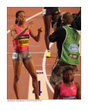 Sanya Richards presents herself at the start of the 400 metres