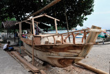 Outrigger boat - it takes about 3 weeks for one man to build from scratch. It is held together with wooden dowels and glue.
