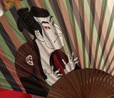 Japanese fan with a man