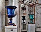 Blue and green urns